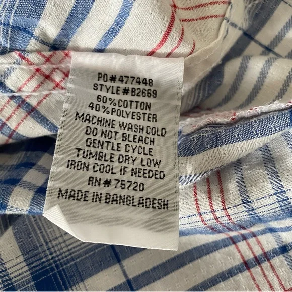 Buckle BKE Shirt Men's Extra Large Blue Plaid Check Western Pearl Snap Vintage - Picture 3 of 6